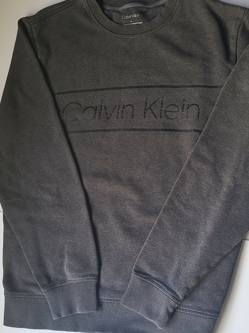 Calvin Klein Men's Dark Gray Logo Crewneck Sweatshirt